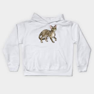 Cat - Devon Rex - Tabby Kids Hoodie